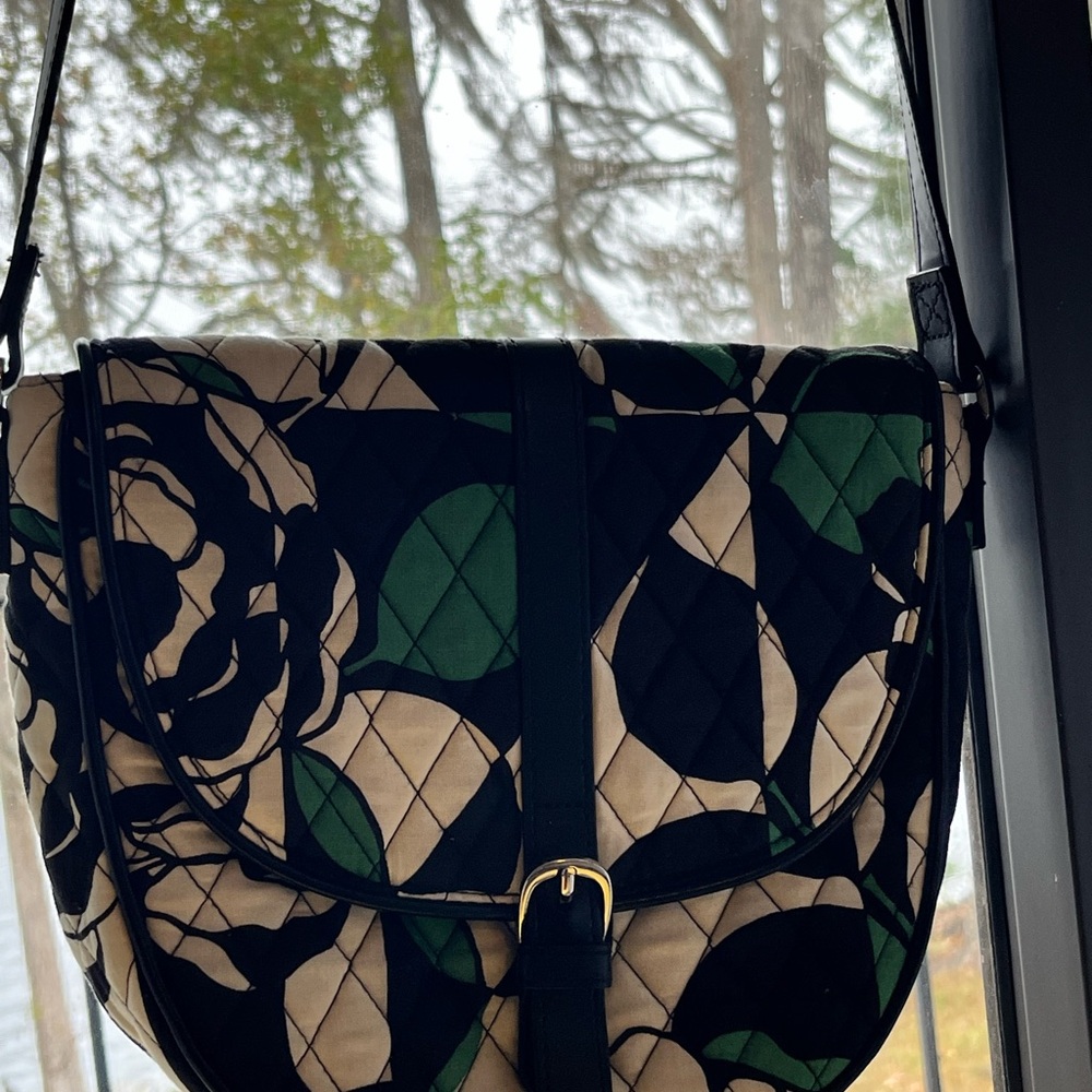 Vera Bradley Floral Quilted Shoulder Bag - Black and Green